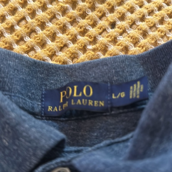 Polo by Ralph Lauren Vintage Pique Mesh Knit Polo Shirt in Heather Navy Size L - Picture 2 of 3